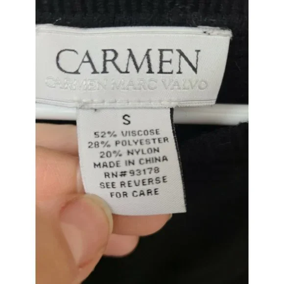 Carmen Marc Valvo Black Dolman Zipper Long Sleeve Pullover Womens Sweater Small - Picture 3 of 9